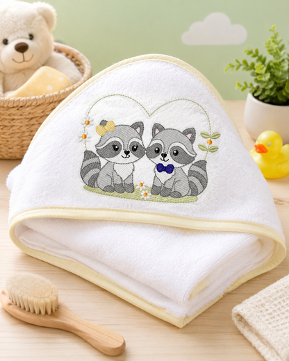 Boy and Girl Racoons embroidery designs - Brother and Sister Woodland Forest Animal machine embroidery pattern - Raccoon with mushrooms - Instant download