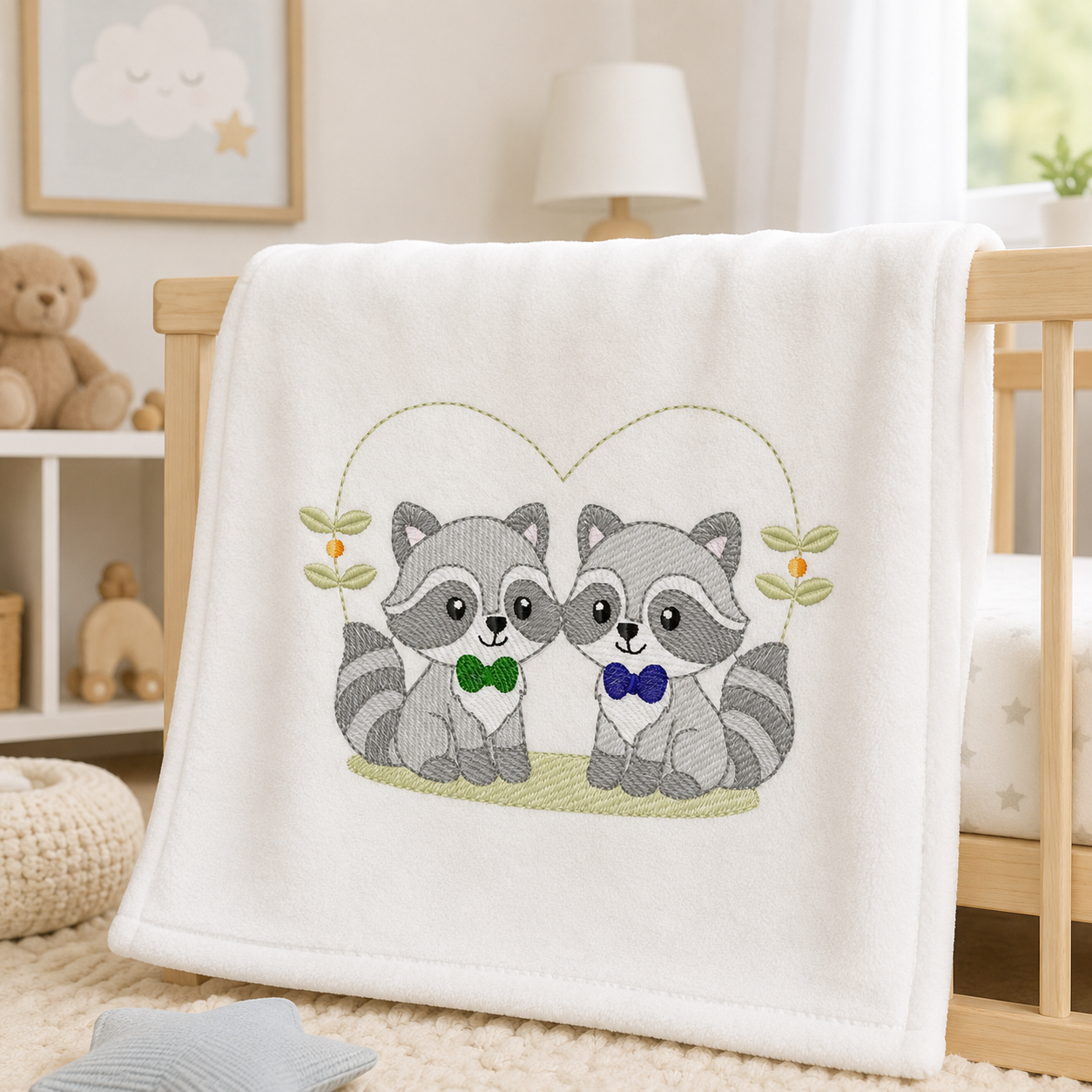 Boys Racoons embroidery designs - Woodland Forest Animal embroidery design machine embroidery pattern - Raccoon Brothers - Instant download (Copy)