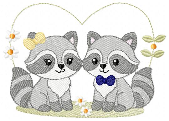 Boy and Girl Racoons embroidery designs - Brother and Sister Woodland Forest Animal machine embroidery pattern - Raccoon with mushrooms - Instant download