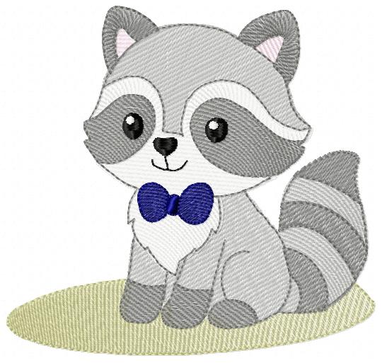 Baby Boy Racoon embroidery designs - Woodland Forest Animal machine embroidery pattern - Raccoon with flowers - Instant download