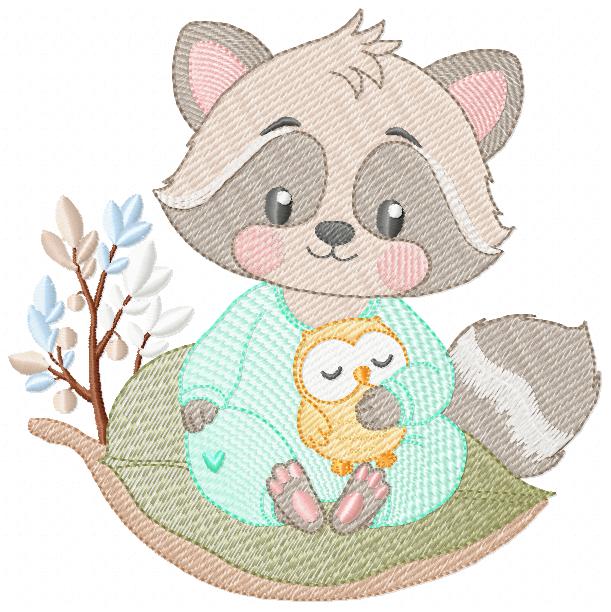 Raccoon embroidery designs - Woodland Forest Animal embroidery design machine embroidery pattern - Raccoon with mushrooms - Instant download (Copy) Marcia Embroidery