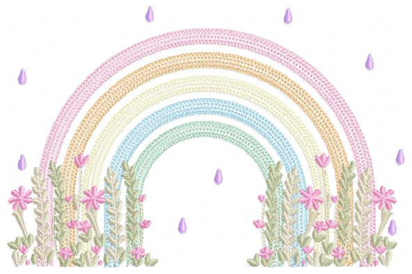 Rainbow with flowers embroidery design - Colorful Rainbow with hearts machine embroidery pattern - Instant digital download pes jef dst vp3 (Copy) Marcia Embroidery