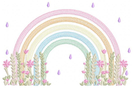 Rainbow with flowers embroidery design - Colorful Rainbow with hearts machine embroidery pattern - Instant digital download pes jef dst vp3 (Copy) Marcia Embroidery