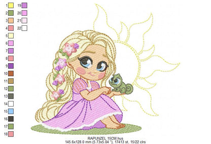Rapunzel embroidery design - Disney Princess machine embroidery patterns - Baby Girl Princess design - Instant digital download (Copy) (Copy) Marcia Embroidery