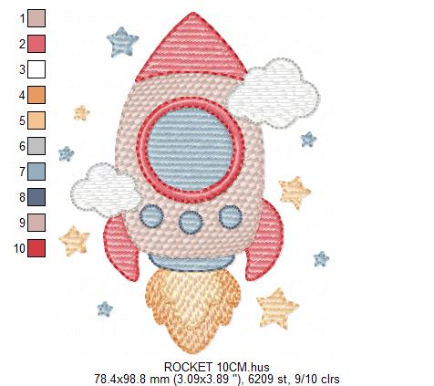 Space Rocket embroidery designs - Rocket with stars machine embroidery pattern - Moon and planet embroidery file - Instant download pes jef (Copy) Marcia Embroidery