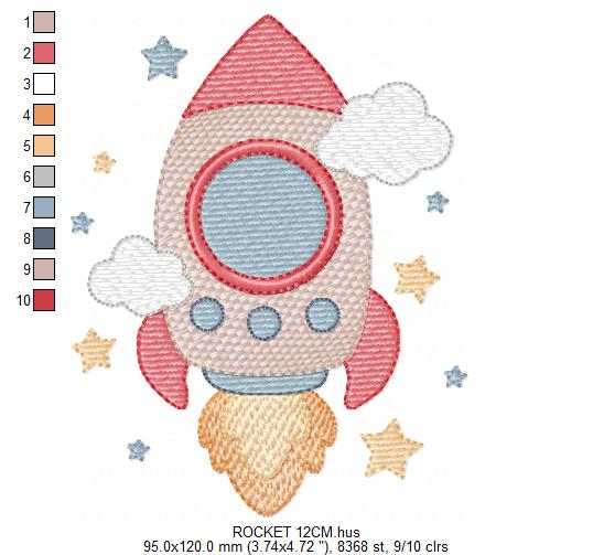 Space Rocket embroidery designs - Rocket with stars machine embroidery pattern - Moon and planet embroidery file - Instant download pes jef (Copy) Marcia Embroidery