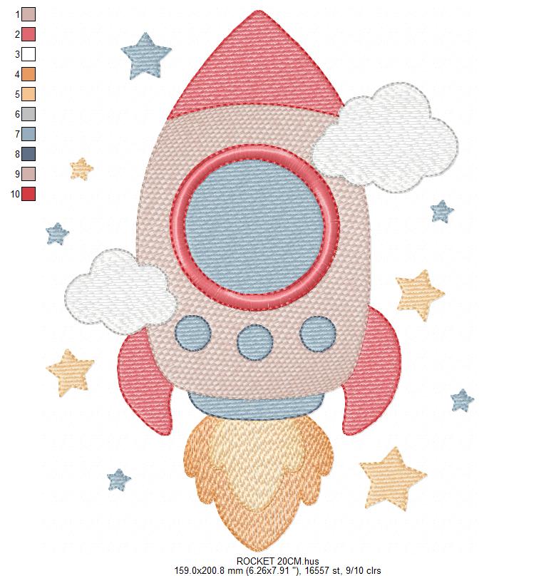 Space Rocket embroidery designs - Rocket with stars machine embroidery pattern - Moon and planet embroidery file - Instant download pes jef (Copy) Marcia Embroidery