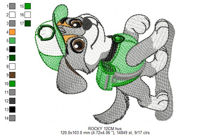 Paw Patrol embroidery designs - Dog Rocky machine embroidery patterns - Baby Girl Boy file - Instant digital download - Chase Rubble Skye Marshall (Copy) Marcia Embroidery