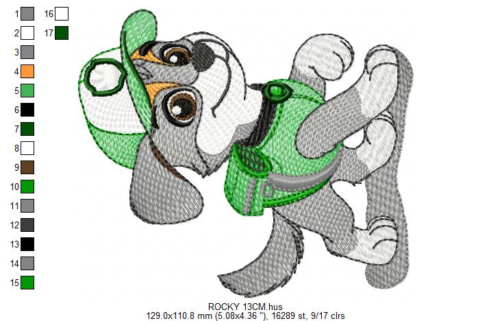 Paw Patrol embroidery designs - Dog Rocky machine embroidery patterns - Baby Girl Boy file - Instant digital download - Chase Rubble Skye Marshall (Copy) Marcia Embroidery