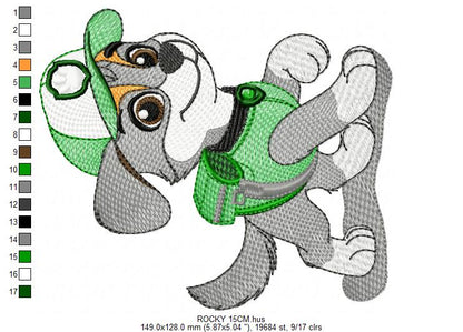 Paw Patrol embroidery designs - Dog Rocky machine embroidery patterns - Baby Girl Boy file - Instant digital download - Chase Rubble Skye Marshall (Copy) Marcia Embroidery
