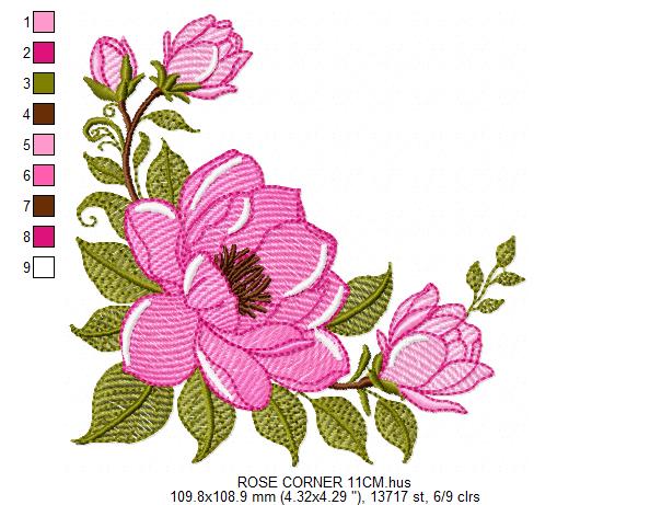 Rose Corner embroidery designs - Flower embroidery design machine embroidery pattern - Monogram Frame embroidery file - instant download pes (Copy) Marcia Embroidery
