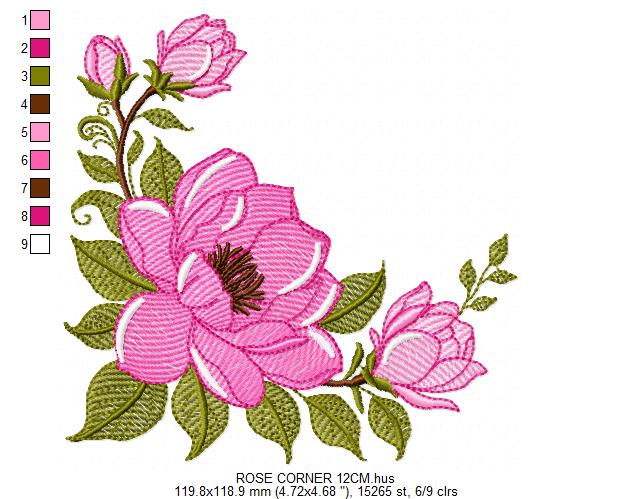 Rose Corner embroidery designs - Flower embroidery design machine embroidery pattern - Monogram Frame embroidery file - instant download pes (Copy) Marcia Embroidery