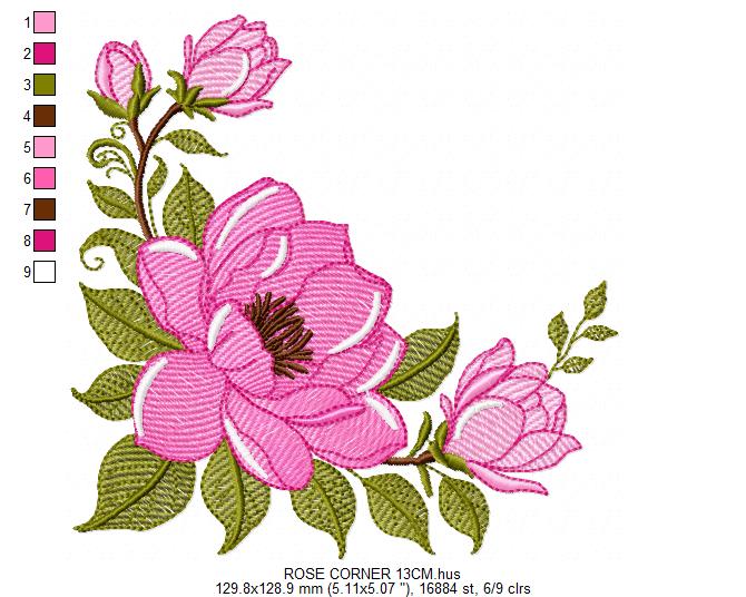 Rose Corner embroidery designs - Flower embroidery design machine embroidery pattern - Monogram Frame embroidery file - instant download pes (Copy) Marcia Embroidery