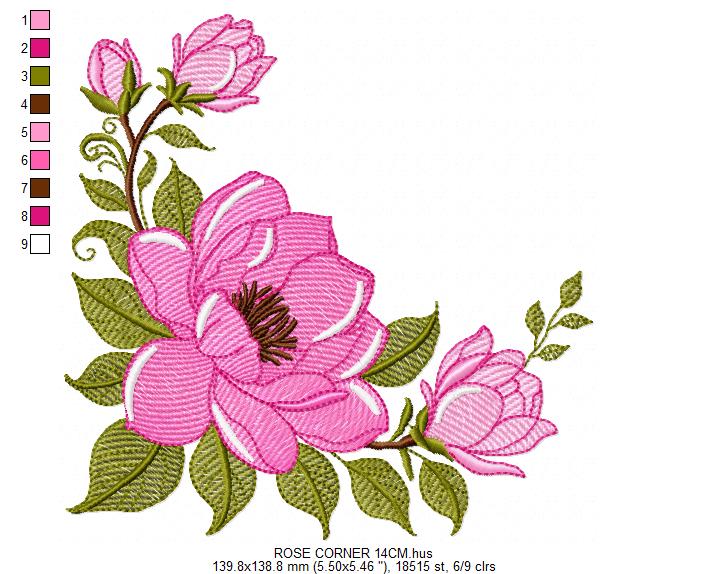 Rose Corner embroidery designs - Flower embroidery design machine embroidery pattern - Monogram Frame embroidery file - instant download pes (Copy) Marcia Embroidery