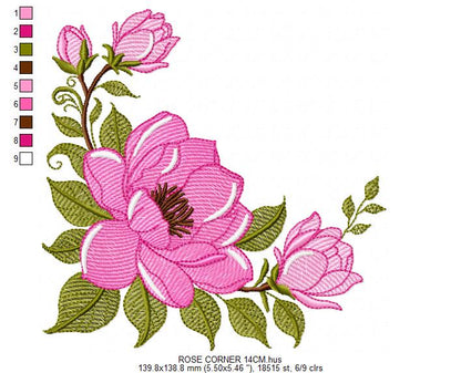 Rose Corner embroidery designs - Flower embroidery design machine embroidery pattern - Monogram Frame embroidery file - instant download pes (Copy) Marcia Embroidery