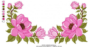 Rose Corner embroidery designs - Flower for Kitchen Towel machine embroidery pattern - Baby Girl file - Instant digital download pes (Copy) Marcia Embroidery