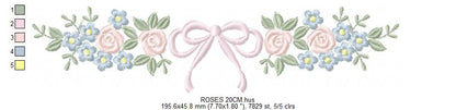 Monogram Floral Frame embroidery design - Roses  and Flowers Frame machine embroidery pattern - Floral wreath garland file - Instant download pes jef (Copy) Marcia Embroidery