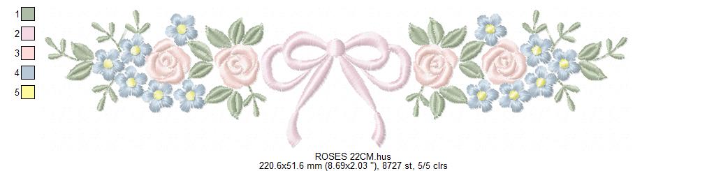 Monogram Floral Frame embroidery design - Roses  and Flowers Frame machine embroidery pattern - Floral wreath garland file - Instant download pes jef (Copy) Marcia Embroidery