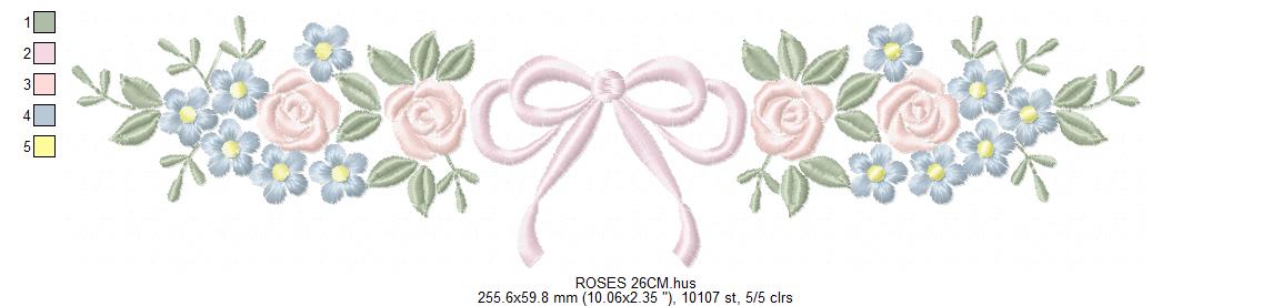 Monogram Floral Frame embroidery design - Roses  and Flowers Frame machine embroidery pattern - Floral wreath garland file - Instant download pes jef (Copy) Marcia Embroidery