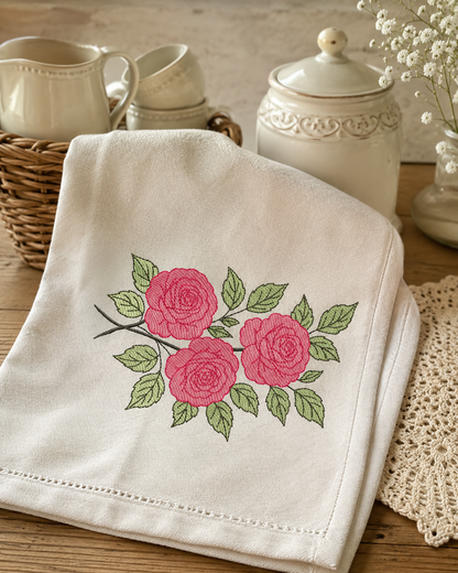 Roses embroidery design - Floral Frame machine embroidery pattern - Baby girl roses and flowers embroidery file - Instant download pes