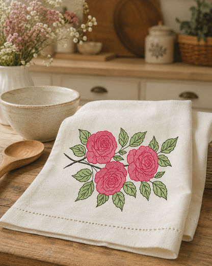 Roses embroidery design - Floral Frame machine embroidery pattern - Baby girl roses and flowers embroidery file - Instant download pes