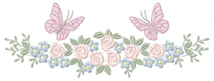 Divider with Flowers and Butterflies embroidery designs - Roses with butterfly embroidery machine embroidery pattern - Floral Kitchen towel - instant download Marcia Embroidery