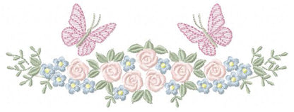 Divider with Flowers and Butterflies embroidery designs - Roses with butterfly embroidery machine embroidery pattern - Floral Kitchen towel - instant download Marcia Embroidery