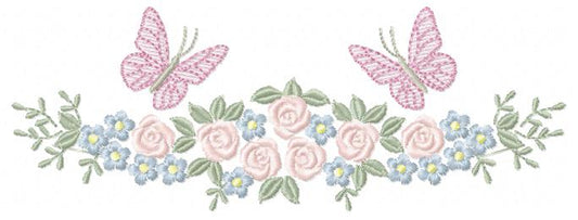 Divider with Flowers and Butterflies embroidery designs - Roses with butterfly embroidery machine embroidery pattern - Floral Kitchen towel - instant download Marcia Embroidery