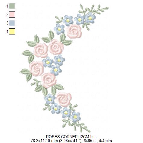 Roses Corner embroidery designs - Flower embroidery design machine embroidery pattern - Floral Frame embroidery file - instant download pes (Copy) Marcia Embroidery