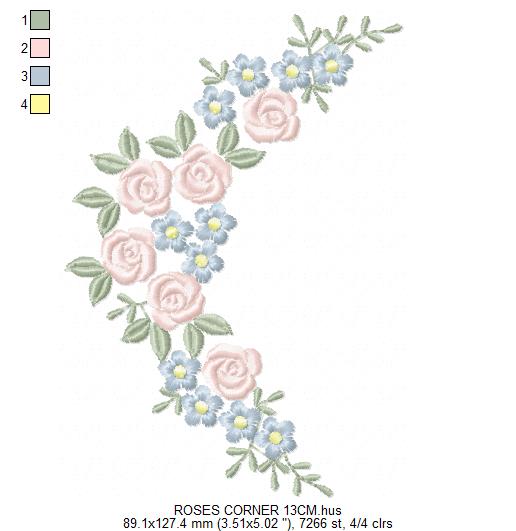 Roses Corner embroidery designs - Flower embroidery design machine embroidery pattern - Floral Frame embroidery file - instant download pes (Copy) Marcia Embroidery