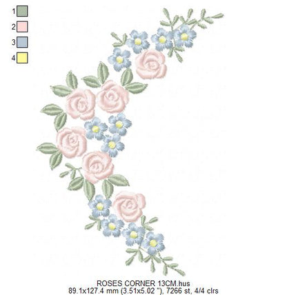 Roses Corner embroidery designs - Flower embroidery design machine embroidery pattern - Floral Frame embroidery file - instant download pes (Copy) Marcia Embroidery
