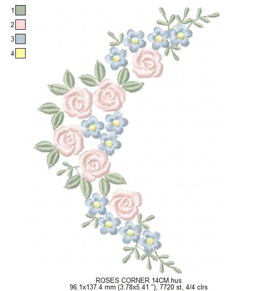 Roses Corner embroidery designs - Flower embroidery design machine embroidery pattern - Floral Frame embroidery file - instant download pes (Copy) Marcia Embroidery