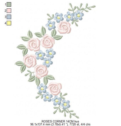 Roses Corner embroidery designs - Flower embroidery design machine embroidery pattern - Floral Frame embroidery file - instant download pes (Copy) Marcia Embroidery
