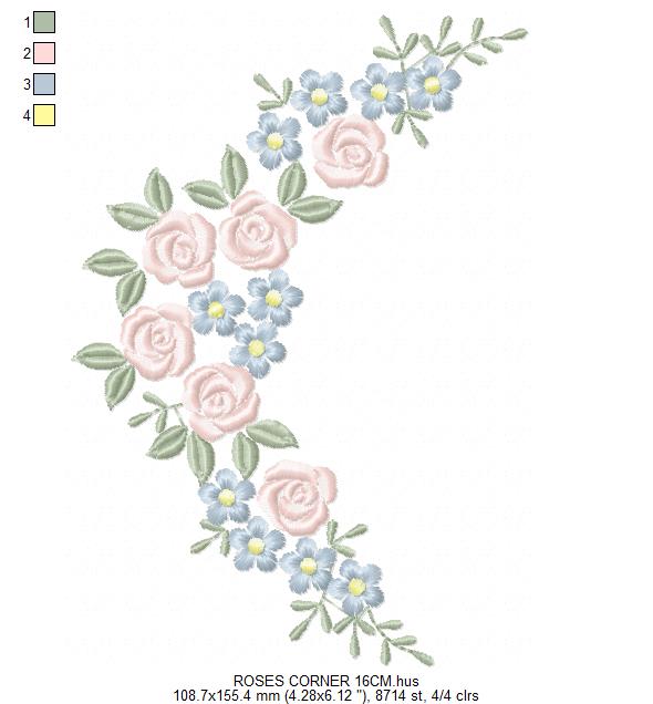 Roses Corner embroidery designs - Flower embroidery design machine embroidery pattern - Floral Frame embroidery file - instant download pes (Copy) Marcia Embroidery