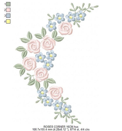 Roses Corner embroidery designs - Flower embroidery design machine embroidery pattern - Floral Frame embroidery file - instant download pes (Copy) Marcia Embroidery