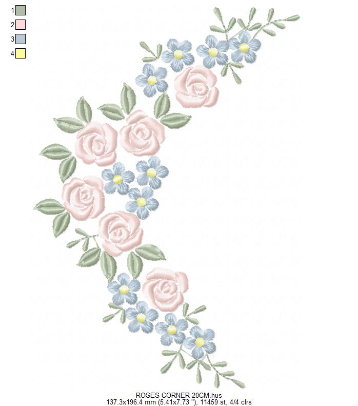 Roses Corner embroidery designs - Flower embroidery design machine embroidery pattern - Floral Frame embroidery file - instant download pes (Copy) Marcia Embroidery