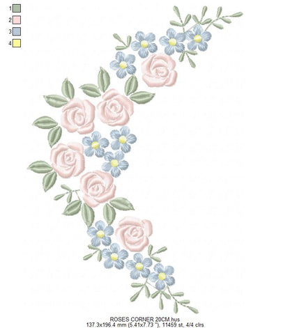Roses Corner embroidery designs - Flower embroidery design machine embroidery pattern - Floral Frame embroidery file - instant download pes (Copy) Marcia Embroidery