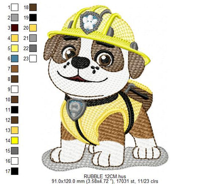Paw Patrol embroidery designs - Dog Rubble machine embroidery patterns - Baby Girl Boy file - Instant digital download pes jef dst exp hus vp3 - Zuma Chase Rubble Skye Marshall Everest Ryder Rocky - Marcia Embroidery