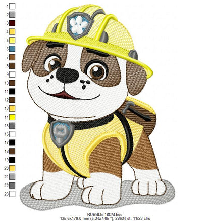 Paw Patrol embroidery designs - Dog Rubble machine embroidery patterns - Baby Girl Boy file - Instant digital download pes jef dst exp hus vp3 - Zuma Chase Rubble Skye Marshall Everest Ryder Rocky - Marcia Embroidery