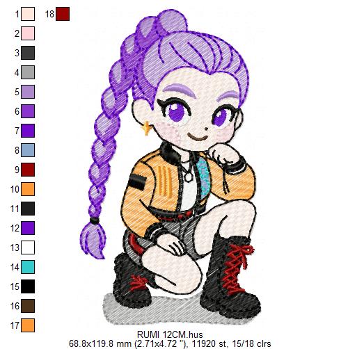 Rumi KPop Demon Hunters embroidery design - Kpop Warriors machine embroidery patterns - Baby girl file - Instant digital download (Copy) Marcia Embroidery