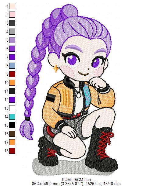 Rumi KPop Demon Hunters embroidery design - Kpop Warriors machine embroidery patterns - Baby girl file - Instant digital download (Copy) Marcia Embroidery