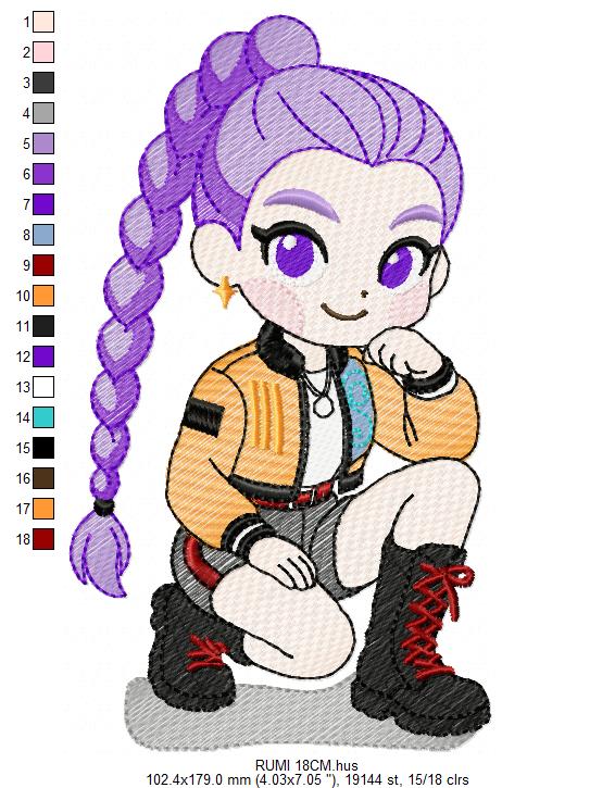 Rumi KPop Demon Hunters embroidery design - Kpop Warriors machine embroidery patterns - Baby girl file - Instant digital download (Copy) Marcia Embroidery
