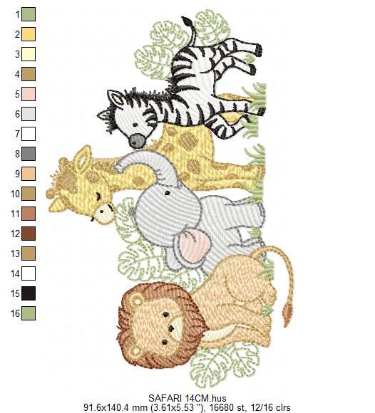 Safari wild animals embroidery designs - Elephant Lion Giraffe machine embroidery pattern - Rainbow Cloud stars - Instant download pes jef (Copy) Marcia Embroidery