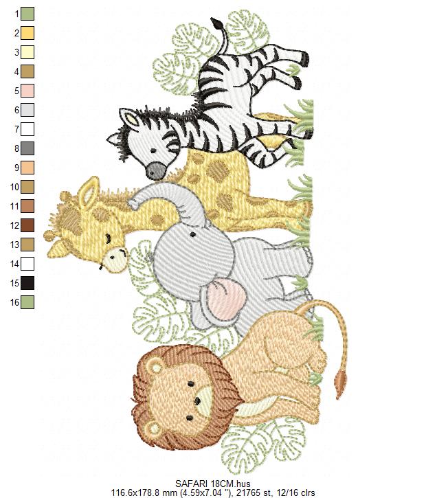 Safari wild animals embroidery designs - Elephant Lion Giraffe machine embroidery pattern - Rainbow Cloud stars - Instant download pes jef (Copy) Marcia Embroidery