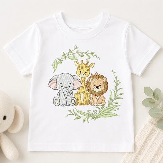 Safari Wild Animals embroidery design - Elephant Giraffe and Lion machine embroidery pattern - Instant digital download pes jef dst