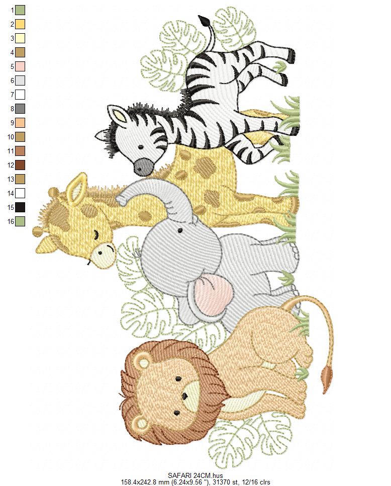 Safari wild animals embroidery designs - Elephant Lion Giraffe machine embroidery pattern - Rainbow Cloud stars - Instant download pes jef (Copy) Marcia Embroidery