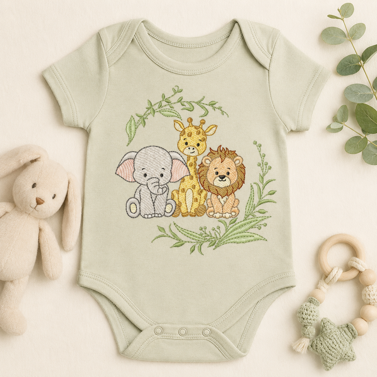 Safari Wild Animals embroidery design - Elephant Giraffe and Lion machine embroidery pattern - Instant digital download pes jef dst