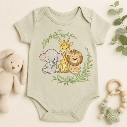 Safari Wild Animals embroidery design - Elephant Giraffe and Lion machine embroidery pattern - Instant digital download pes jef dst