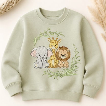 Safari Wild Animals embroidery design - Elephant Giraffe and Lion machine embroidery pattern - Instant digital download pes jef dst