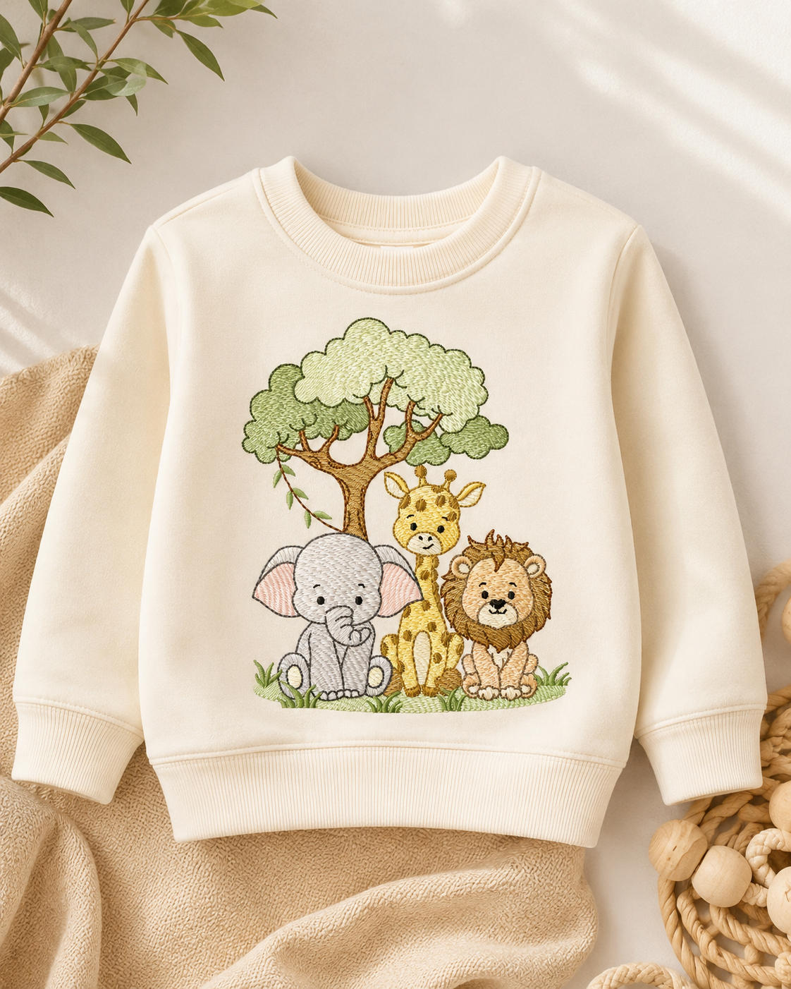 Safari Wild Animals embroidery design - Elephant Giraffe and Lion with tree machine embroidery pattern - Instant digital download pes jef dst